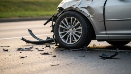 Pstrążna: Hyundai uderzył w autobus, dwie osoby ranne